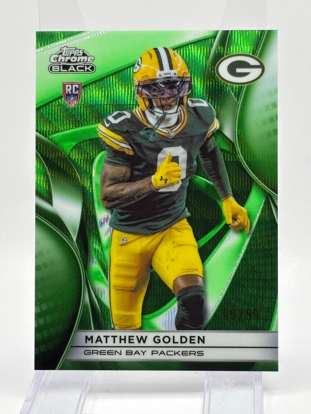 2025 Topps Chrome Black Matthew Golden Rookie Green Wave 09/99 Green Bay Packers - Picture 1 of 2